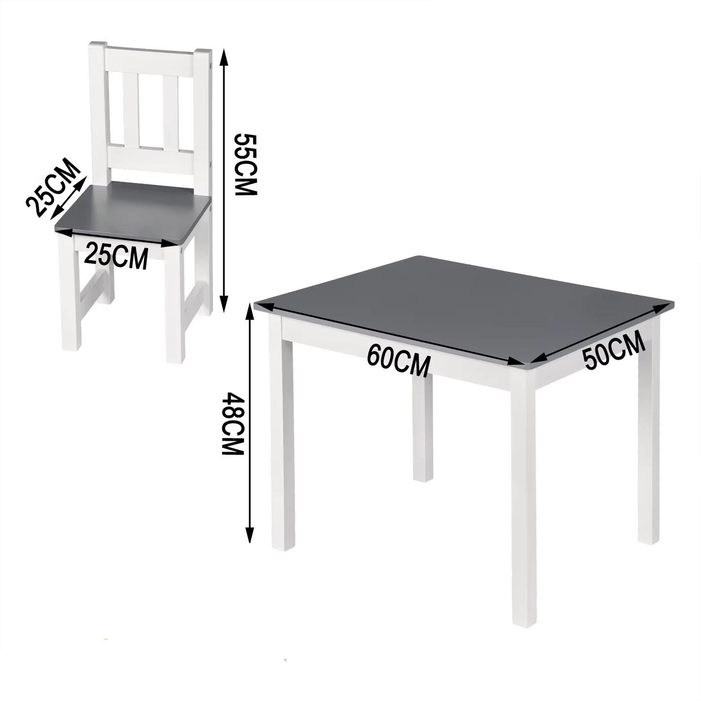 Table en bois avec deux chaises pour enfant