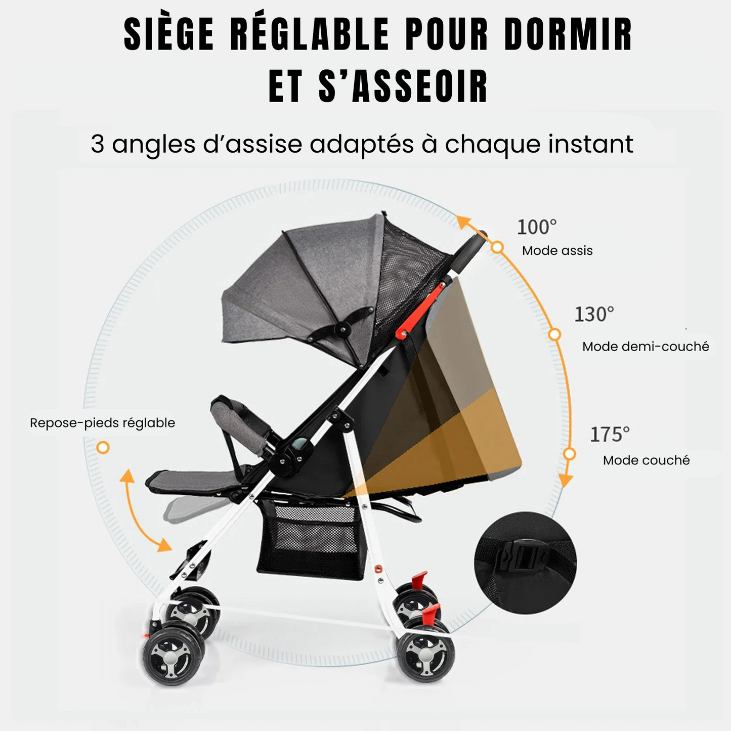 Poussette 2 en 1 portable pour bébé